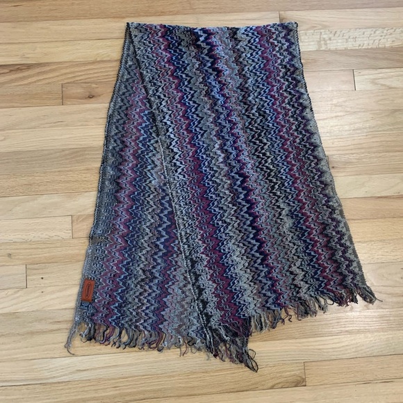 Missoni Accessories - Missoni Wool Blend Chevron Fringe Ends Scarf Wrap